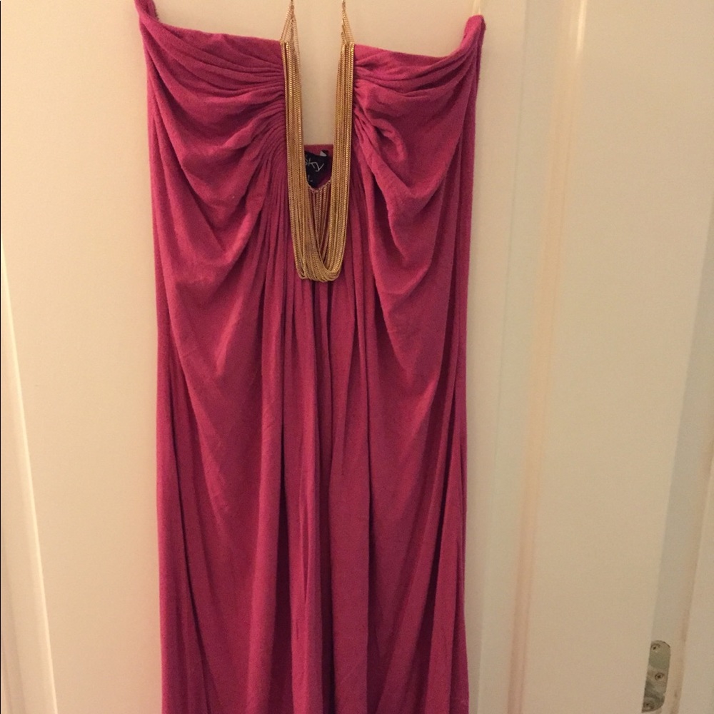 Sky Metallic Necklace Pink Mini Dress